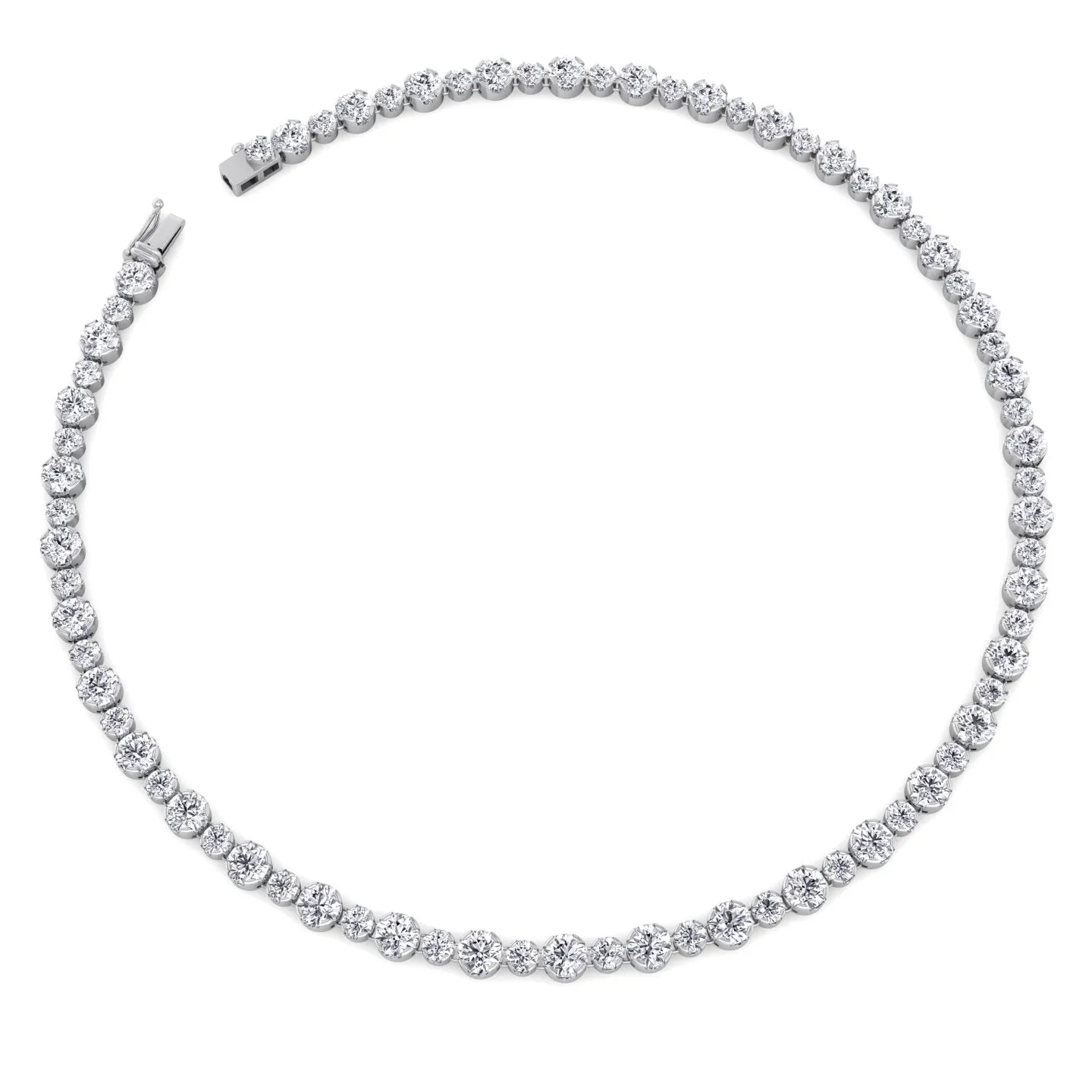 Alternating Size Diamond Tennis Necklace