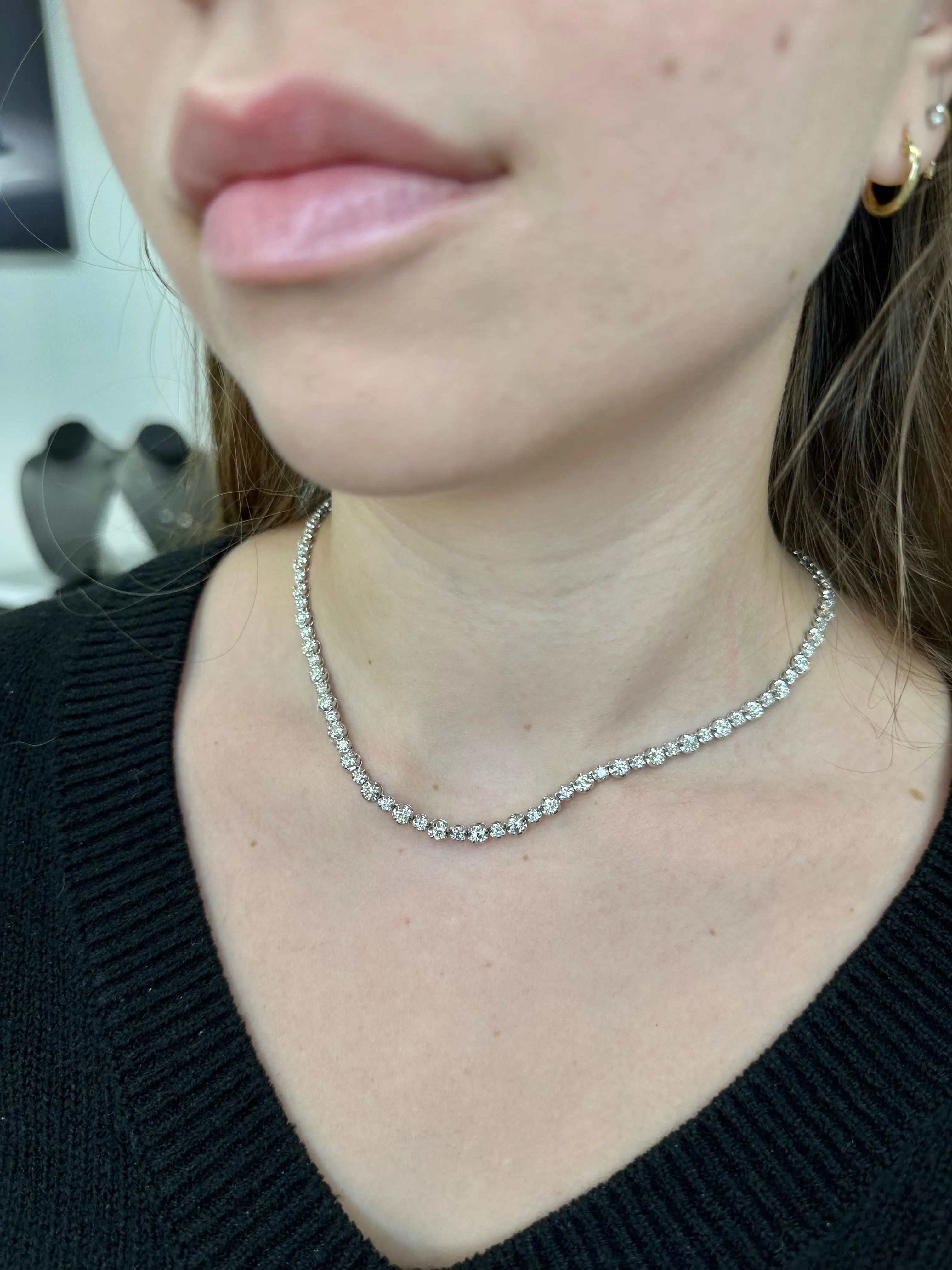 Alternating Size Diamond Tennis Necklace