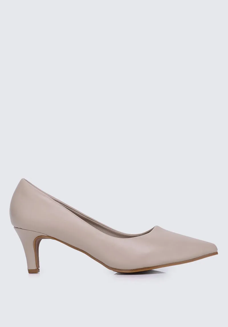 Alvina Widefit Comfy Heels In Almond