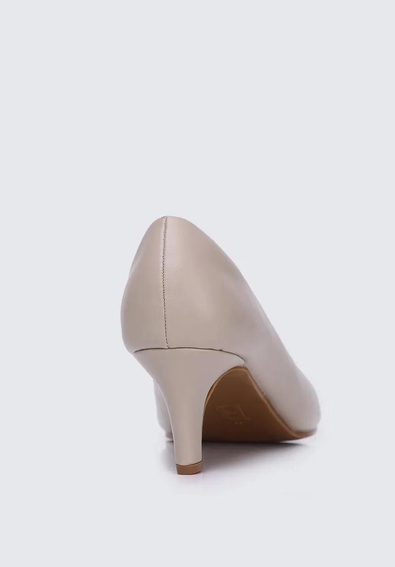 Alvina Widefit Comfy Heels In Almond
