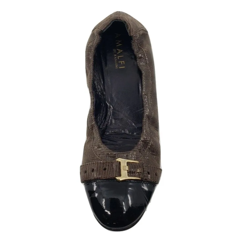 Amalfi Brown Patent Leather Ballerina Flats