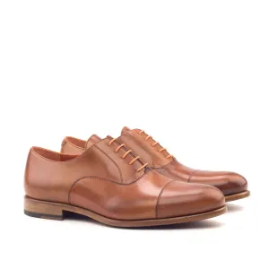 Ambrogio Bespoke Custom Men's Shoes Cognac Calf-Skin Leather Wingtip Oxfords (AMB1888)