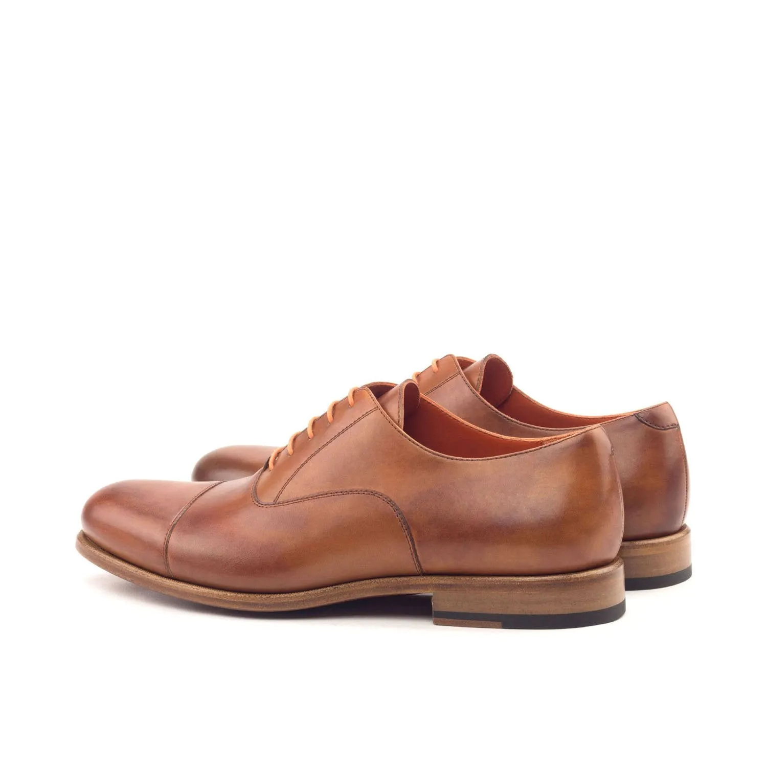 Ambrogio Bespoke Custom Men's Shoes Cognac Calf-Skin Leather Wingtip Oxfords (AMB1888)