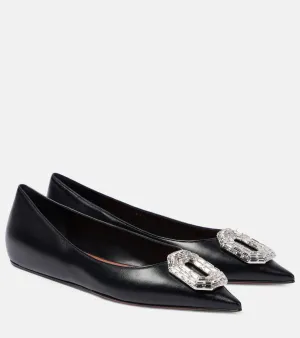 Amina Muaddi Camelia embellished leather ballet flats