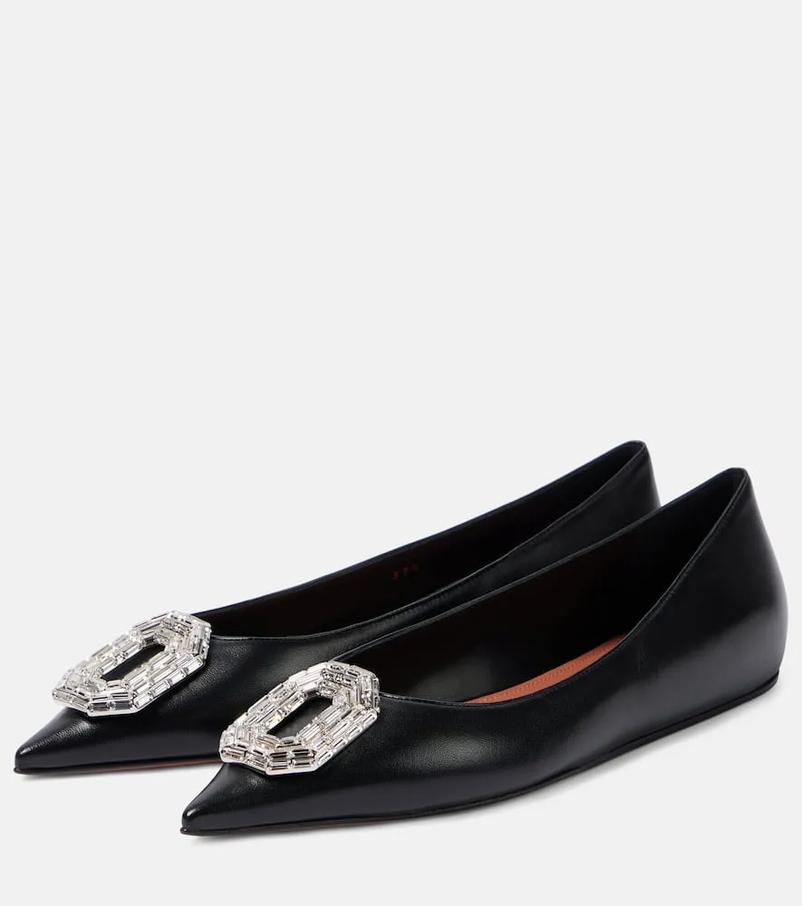 Amina Muaddi Camelia embellished leather ballet flats
