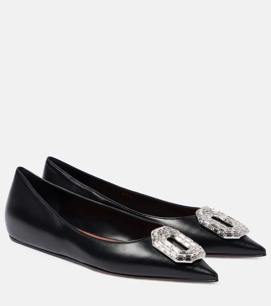 Amina Muaddi Camelia embellished leather ballet flats