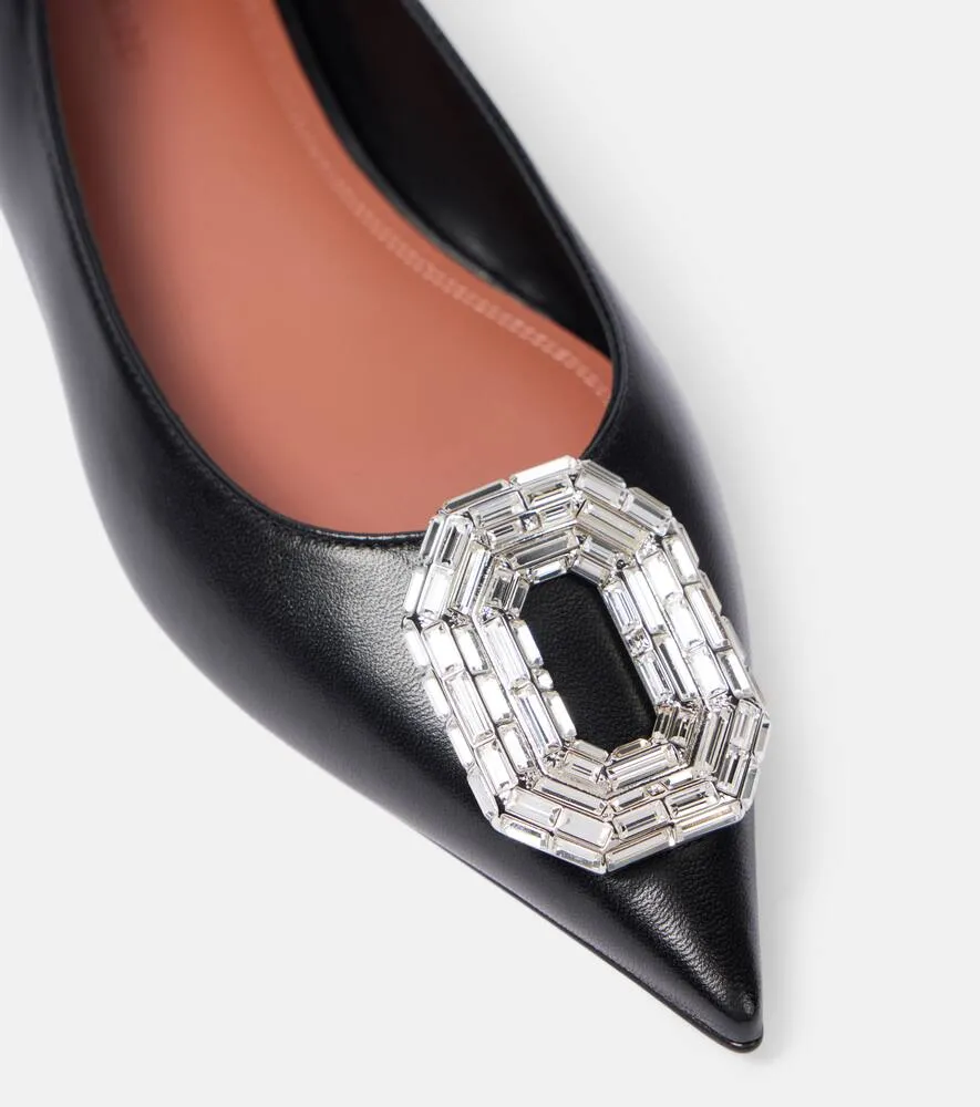 Amina Muaddi Camelia embellished leather ballet flats