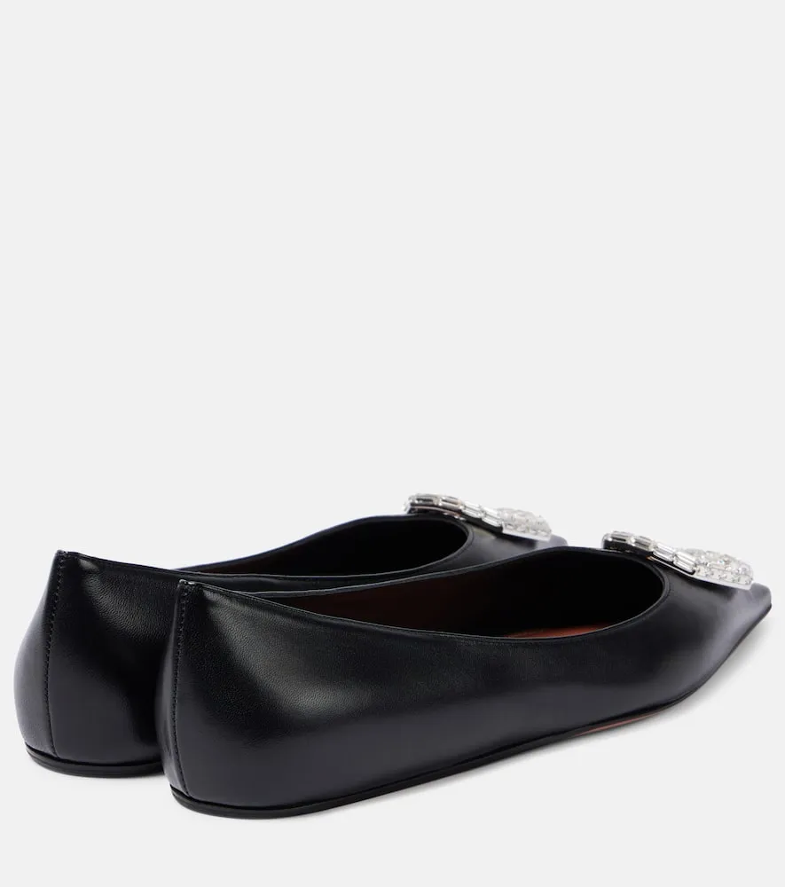 Amina Muaddi Camelia embellished leather ballet flats