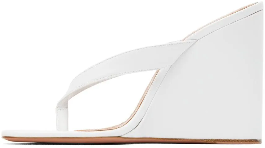 Amina Muaddi White Johana Wedge Sandals