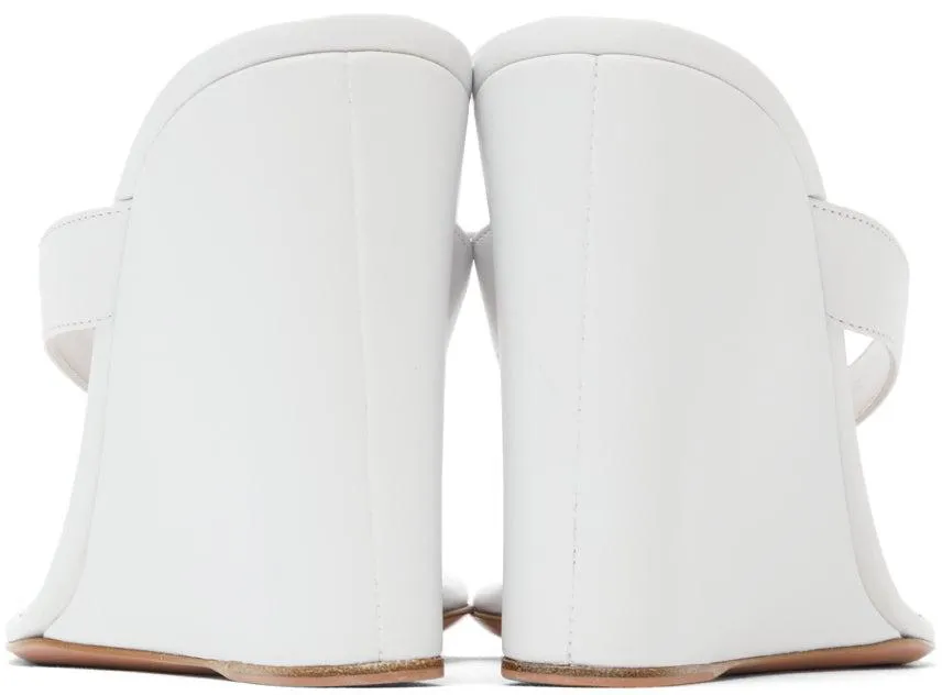 Amina Muaddi White Johana Wedge Sandals