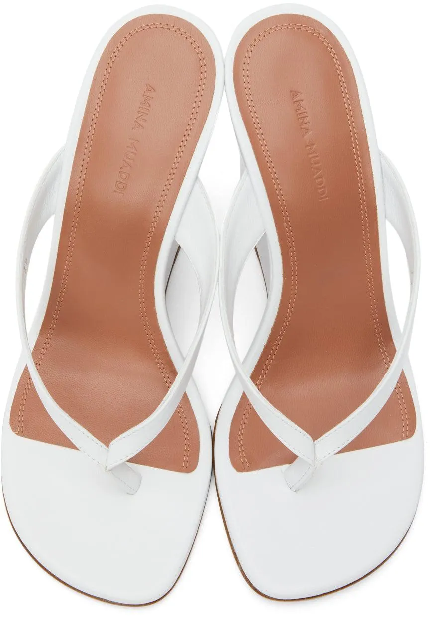 Amina Muaddi White Johana Wedge Sandals