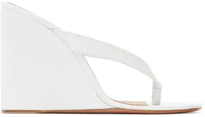 Amina Muaddi White Johana Wedge Sandals