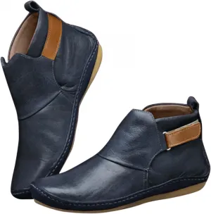Ankle Booties for Women Flat Heel,Womens Ankle Boots Fashion Lace Up Side Zip Vintage Booties Low Heel Arch Support