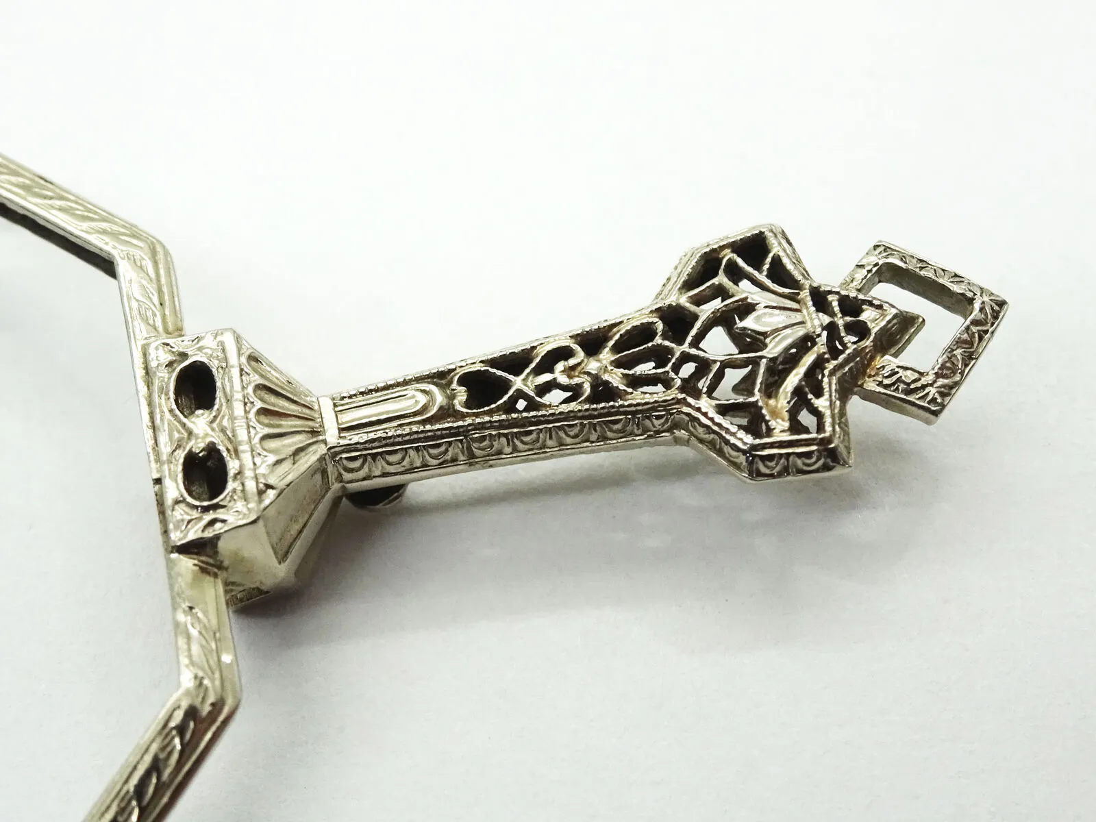 Antique Victorian Lorgnette Folding Opera Glasses 14k White Gold