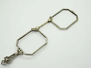 Antique Victorian Lorgnette Folding Opera Glasses 14k White Gold