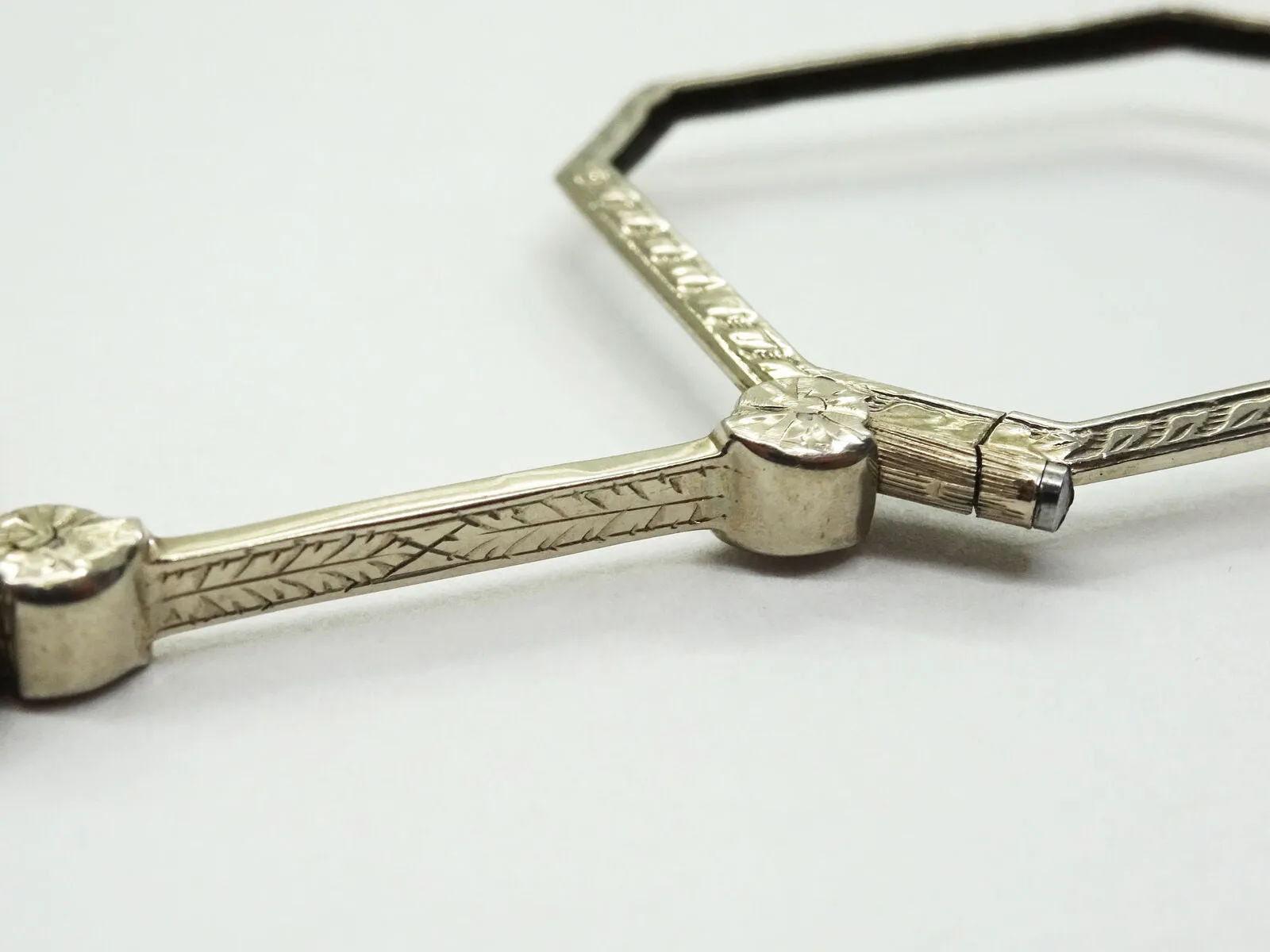Antique Victorian Lorgnette Folding Opera Glasses 14k White Gold