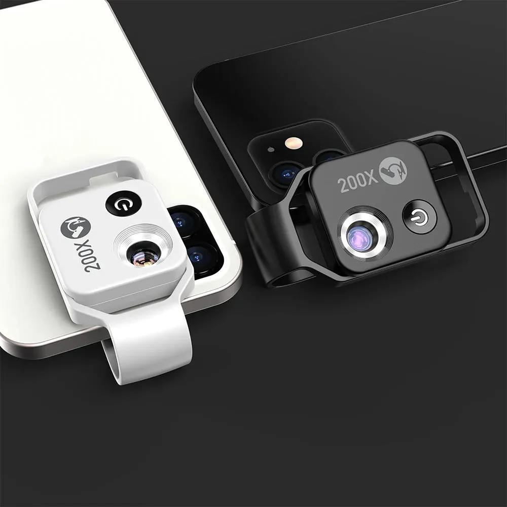 APEXEL 200X Magnification Microscope lens withCPL Mobile LED Light Micro Pocket Macro Lenses for iPhone Samsung  all smartphones