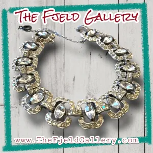 Art Deco Crystal Rhinestone Link Bracelet