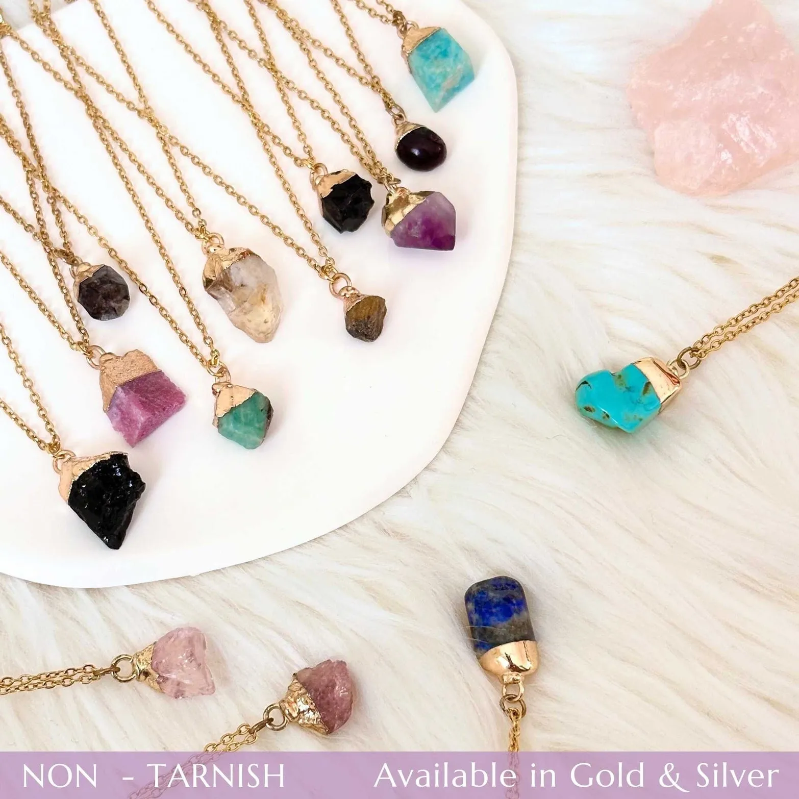 Aryenne Raw Green Fluorite Gold Crystal Necklace