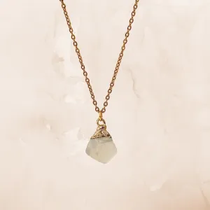 Aryenne Raw Green Fluorite Gold Crystal Necklace