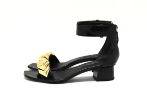 Authentic Louis Vuitton Black Calfskin Westbound Block Heel Sandal Shoes 4cm Size 37