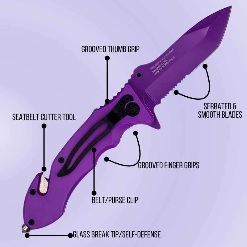 Auto Safety Survival Self-Defense Purple Tanto Blade