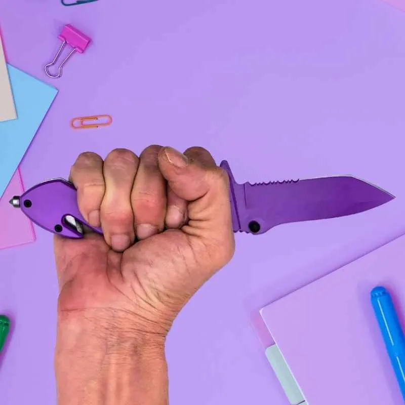 Auto Safety Survival Self-Defense Purple Tanto Blade
