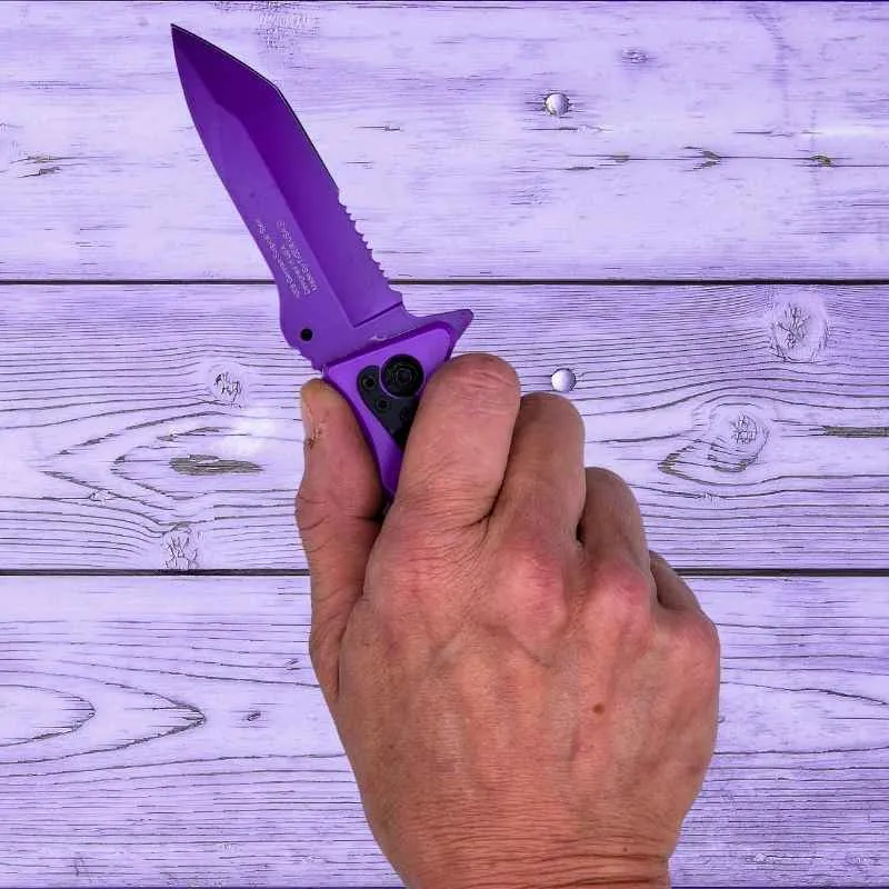 Auto Safety Survival Self-Defense Purple Tanto Blade