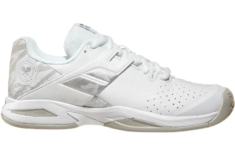 Babolat Junior Propulse Wimbledon All Court Tennis Shoes (White/Silver)