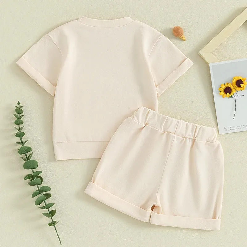 Baby Boys Short Sleeve Pocket T-Shirt and Elastic Shorts 2 Piece Outfits