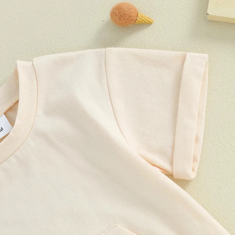 Baby Boys Short Sleeve Pocket T-Shirt and Elastic Shorts 2 Piece Outfits