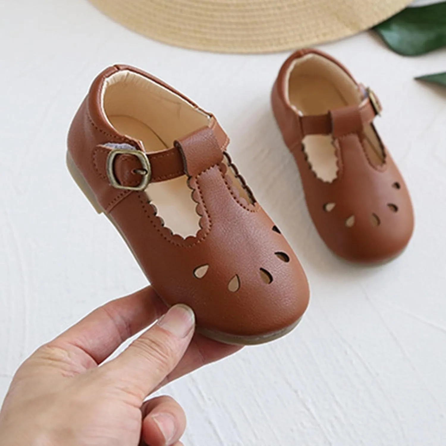 Baby Infant Mary Jane Dress Ballet Flats Toddler Girl Flower Closed Toe School Oxfor𝐝 Party Shoes with Ankle Buckle