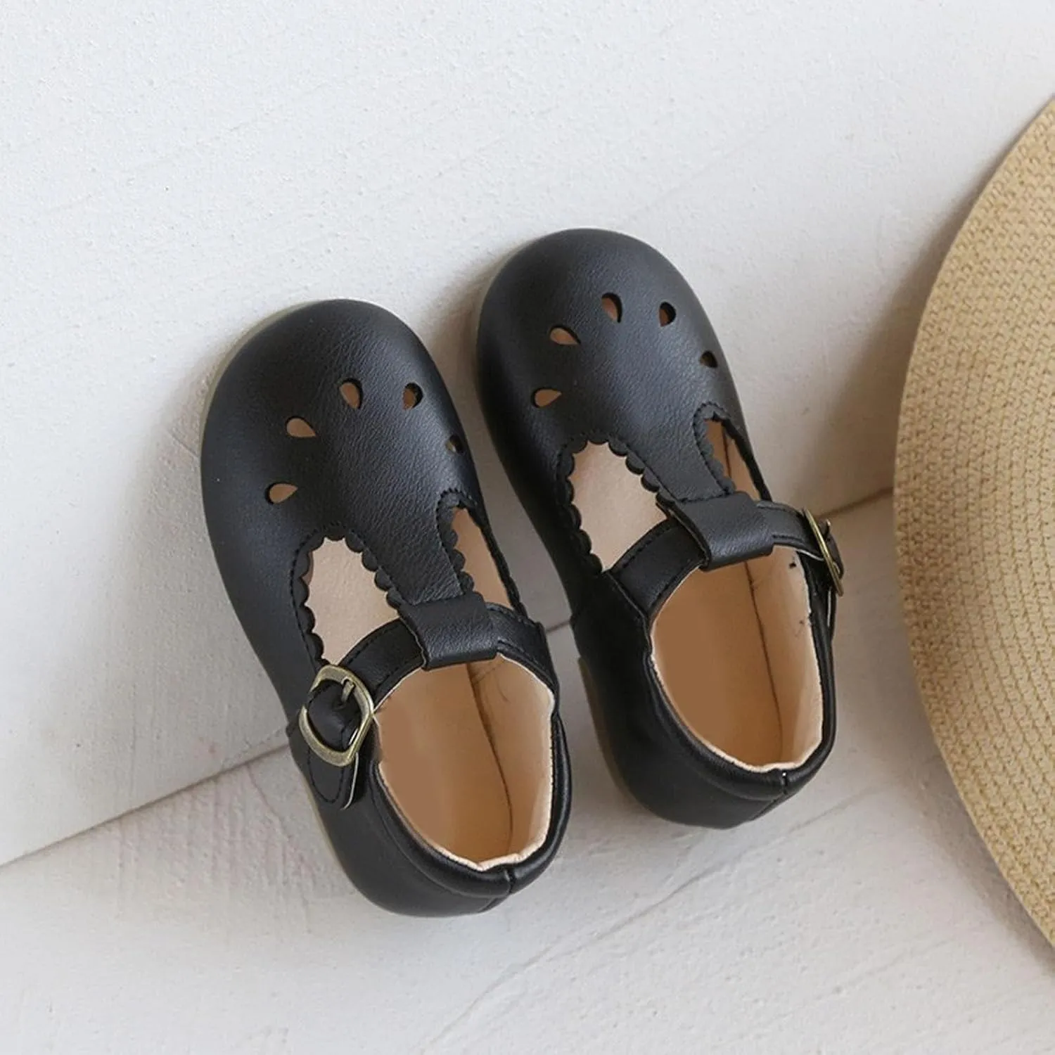 Baby Infant Mary Jane Dress Ballet Flats Toddler Girl Flower Closed Toe School Oxfor𝐝 Party Shoes with Ankle Buckle