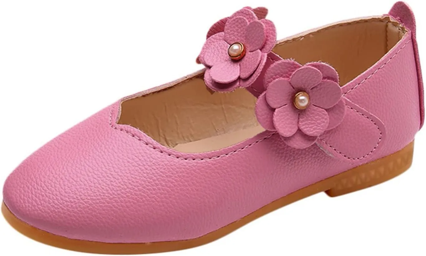 Baby Shoes Girl Size 2 Solid Soft Flower Shoes Kid Princess Single Children Step and Stride Toddler Boots