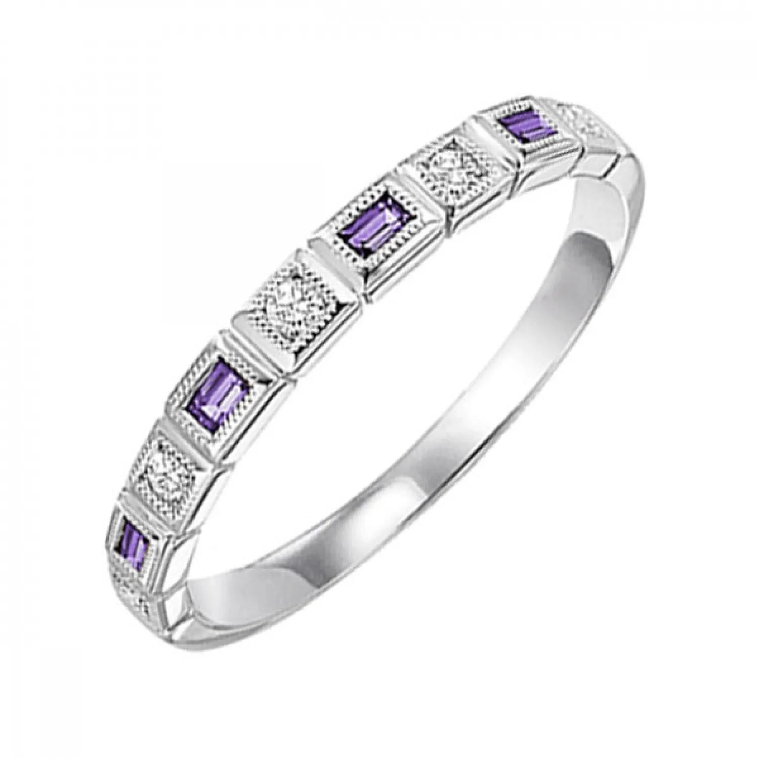 Baguette Gemstone and Diamond Stackable Ring