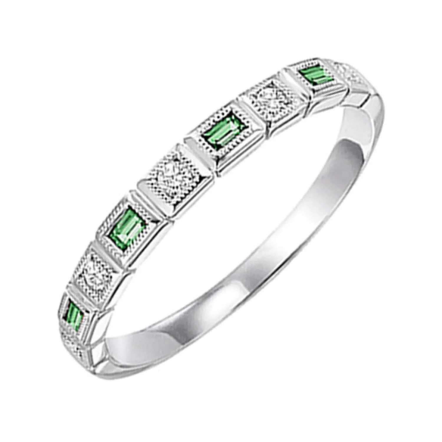 Baguette Gemstone and Diamond Stackable Ring