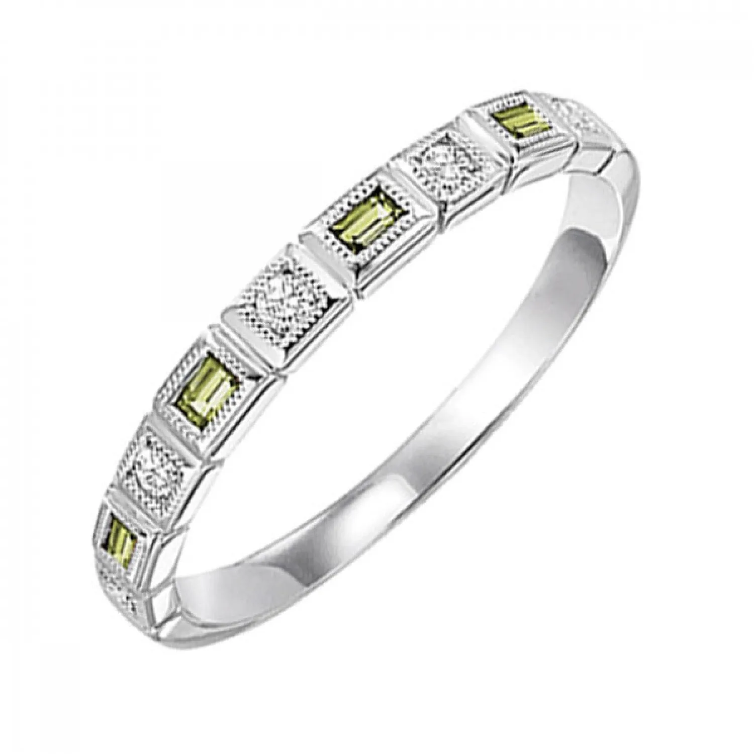 Baguette Gemstone and Diamond Stackable Ring
