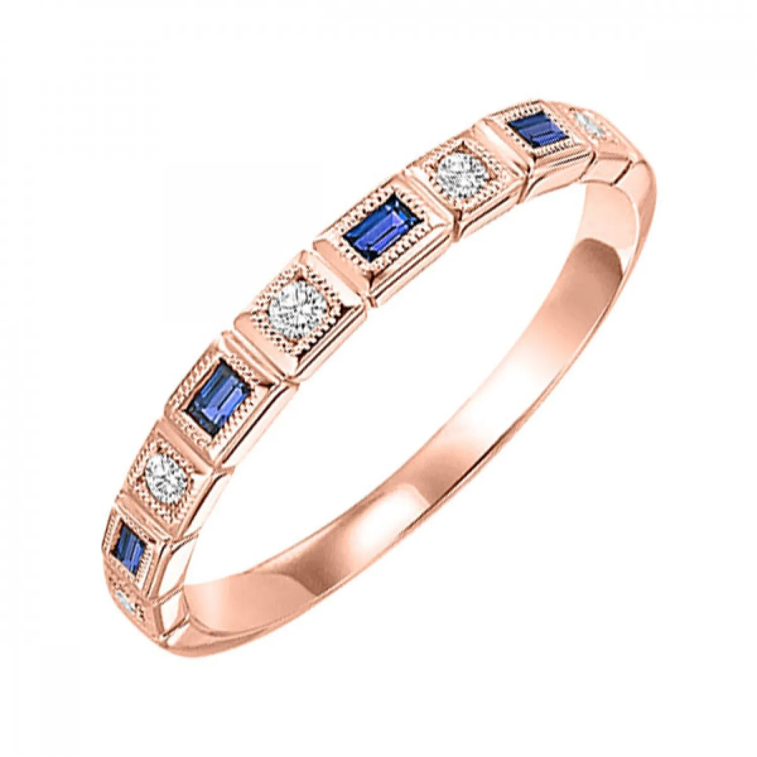 Baguette Gemstone and Diamond Stackable Ring