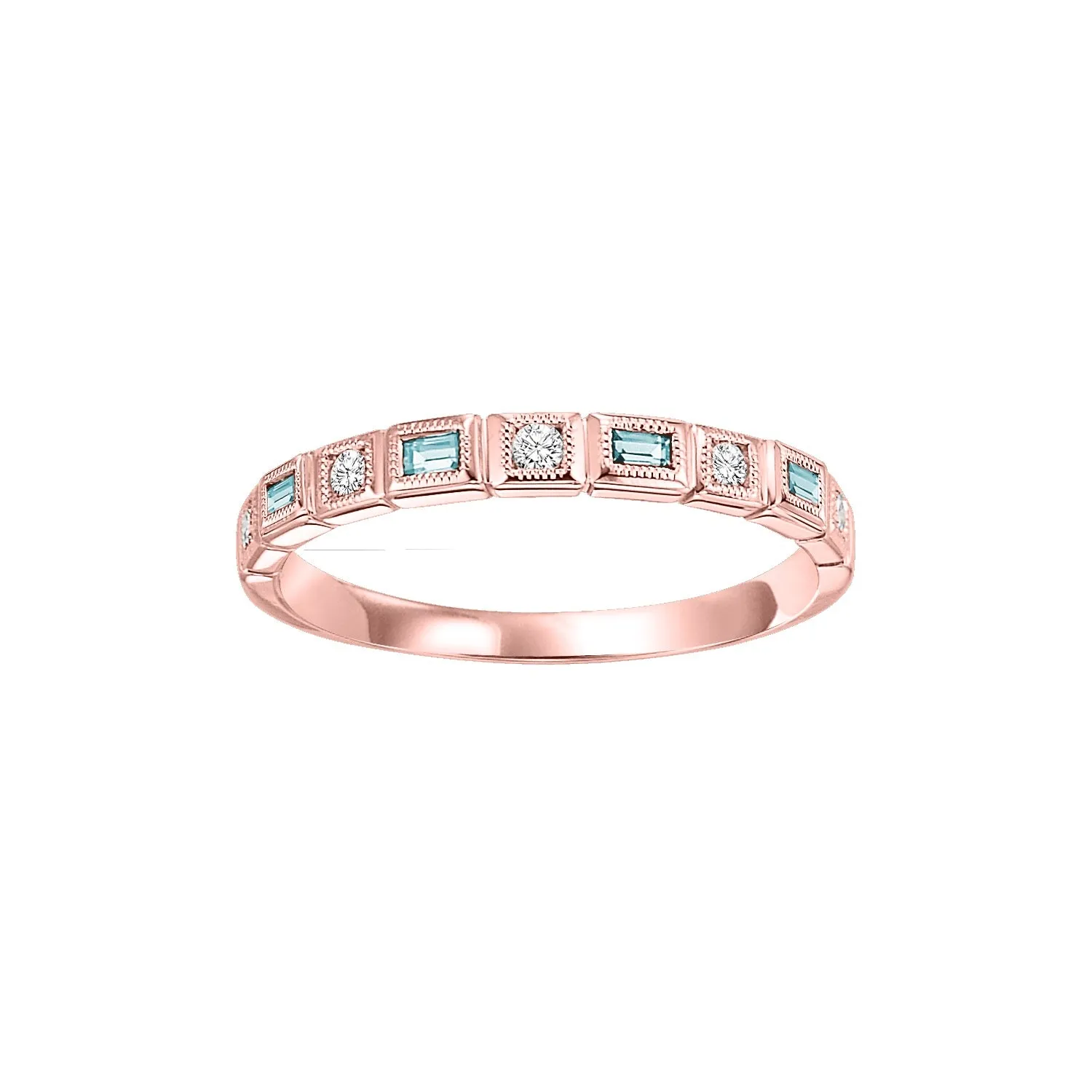 Baguette Gemstone and Diamond Stackable Ring