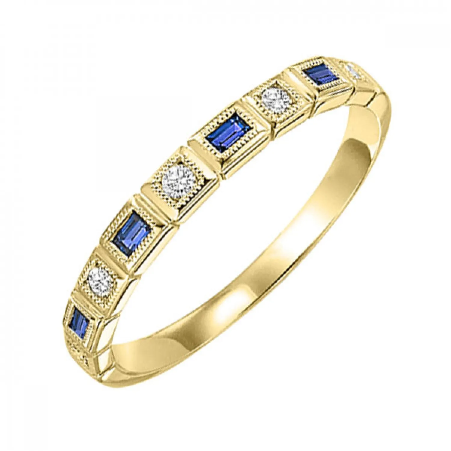 Baguette Gemstone and Diamond Stackable Ring