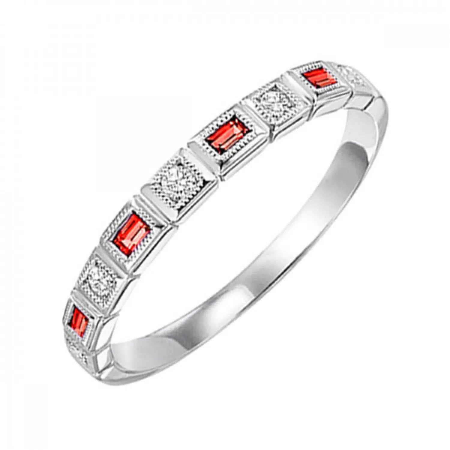 Baguette Gemstone and Diamond Stackable Ring