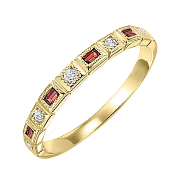 Baguette Gemstone and Diamond Stackable Ring