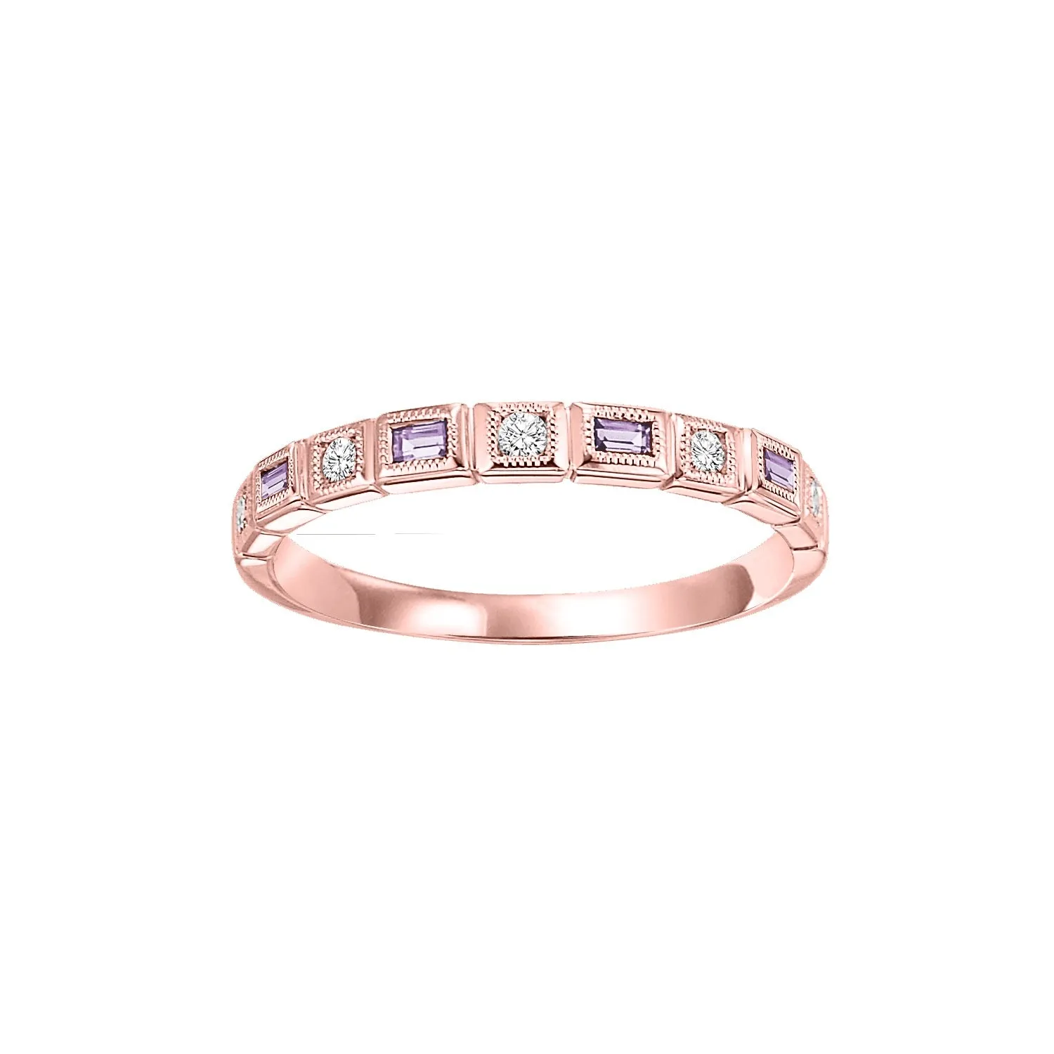 Baguette Gemstone and Diamond Stackable Ring