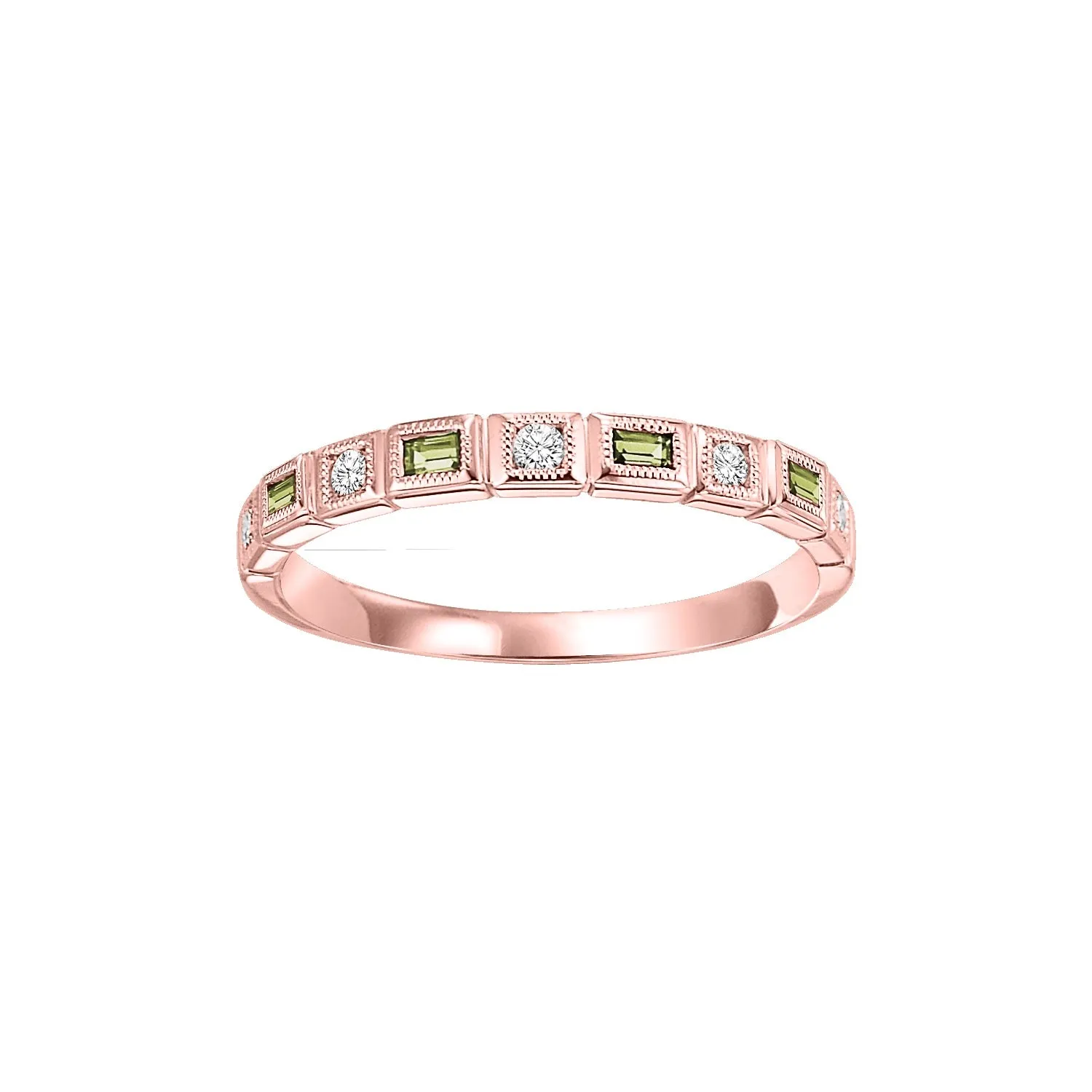 Baguette Gemstone and Diamond Stackable Ring