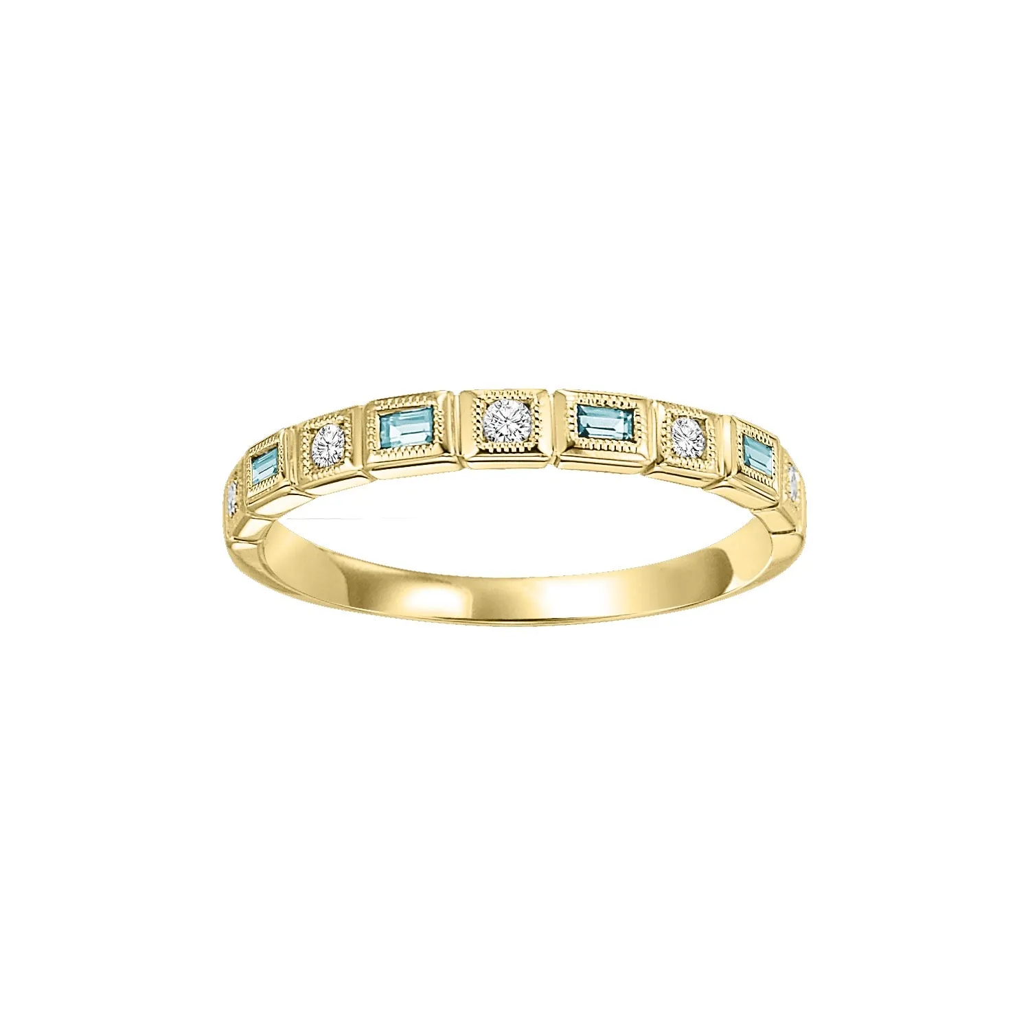 Baguette Gemstone and Diamond Stackable Ring