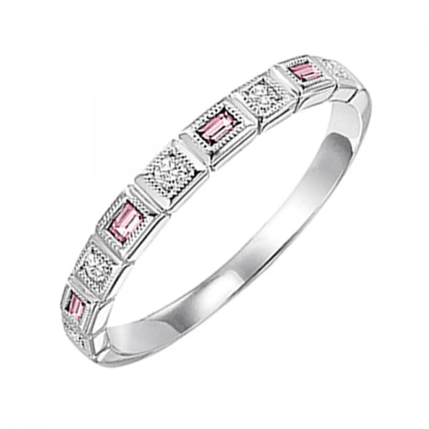 Baguette Gemstone and Diamond Stackable Ring