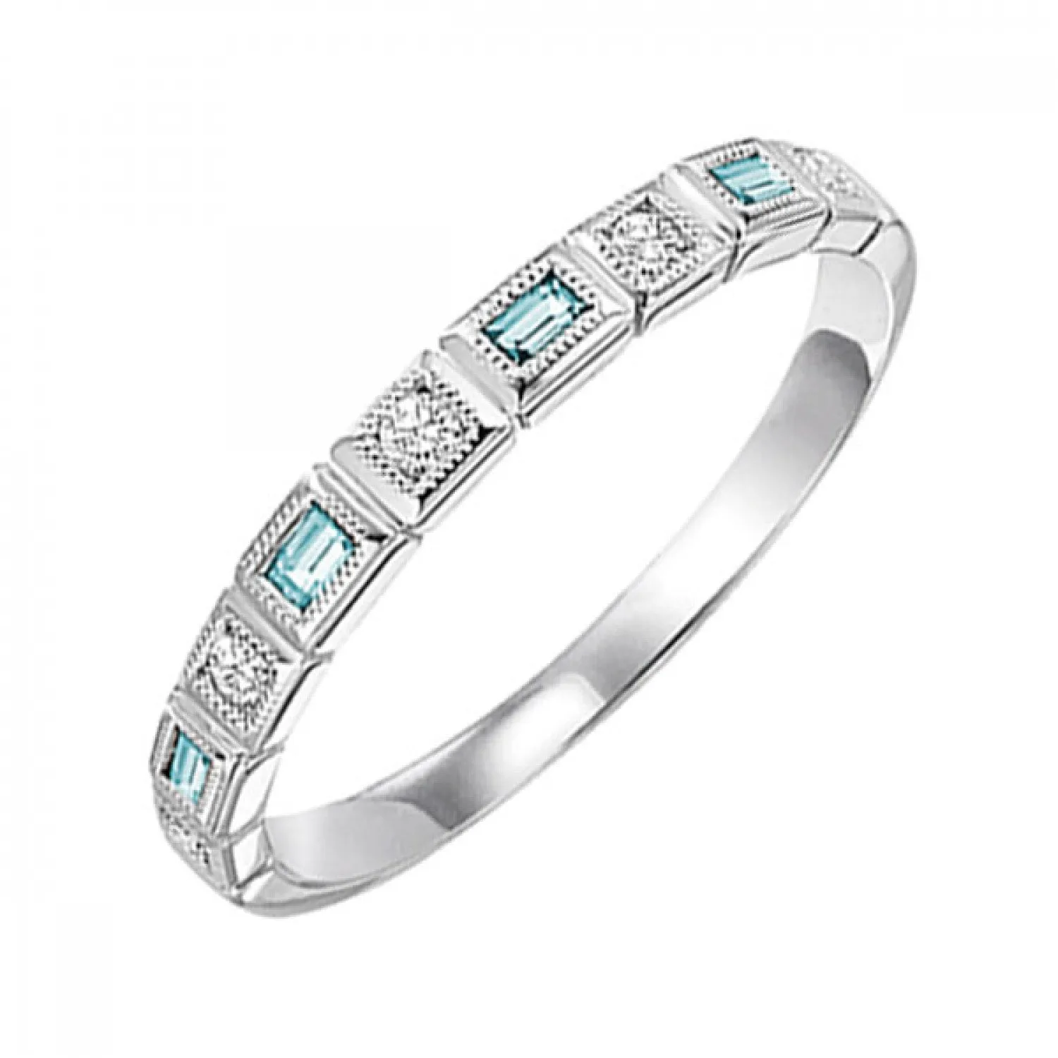 Baguette Gemstone and Diamond Stackable Ring