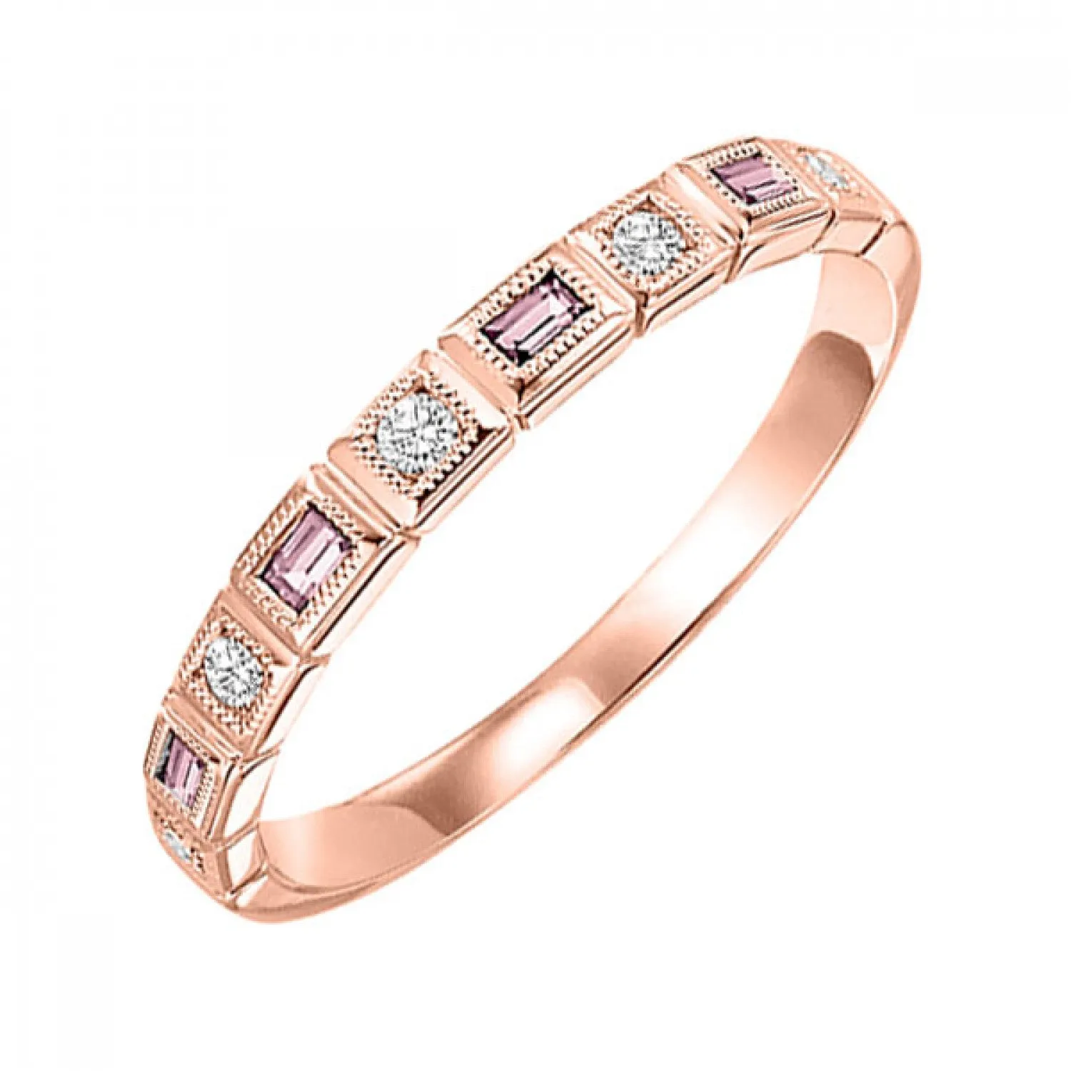 Baguette Gemstone and Diamond Stackable Ring