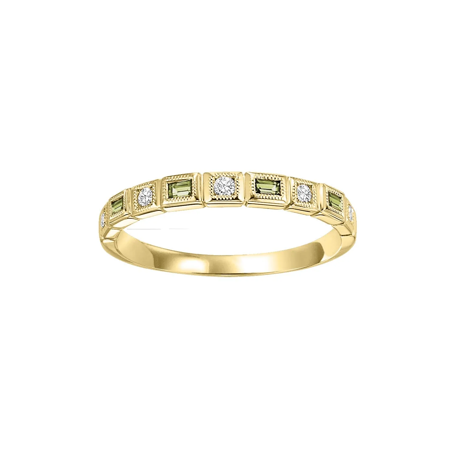 Baguette Gemstone and Diamond Stackable Ring