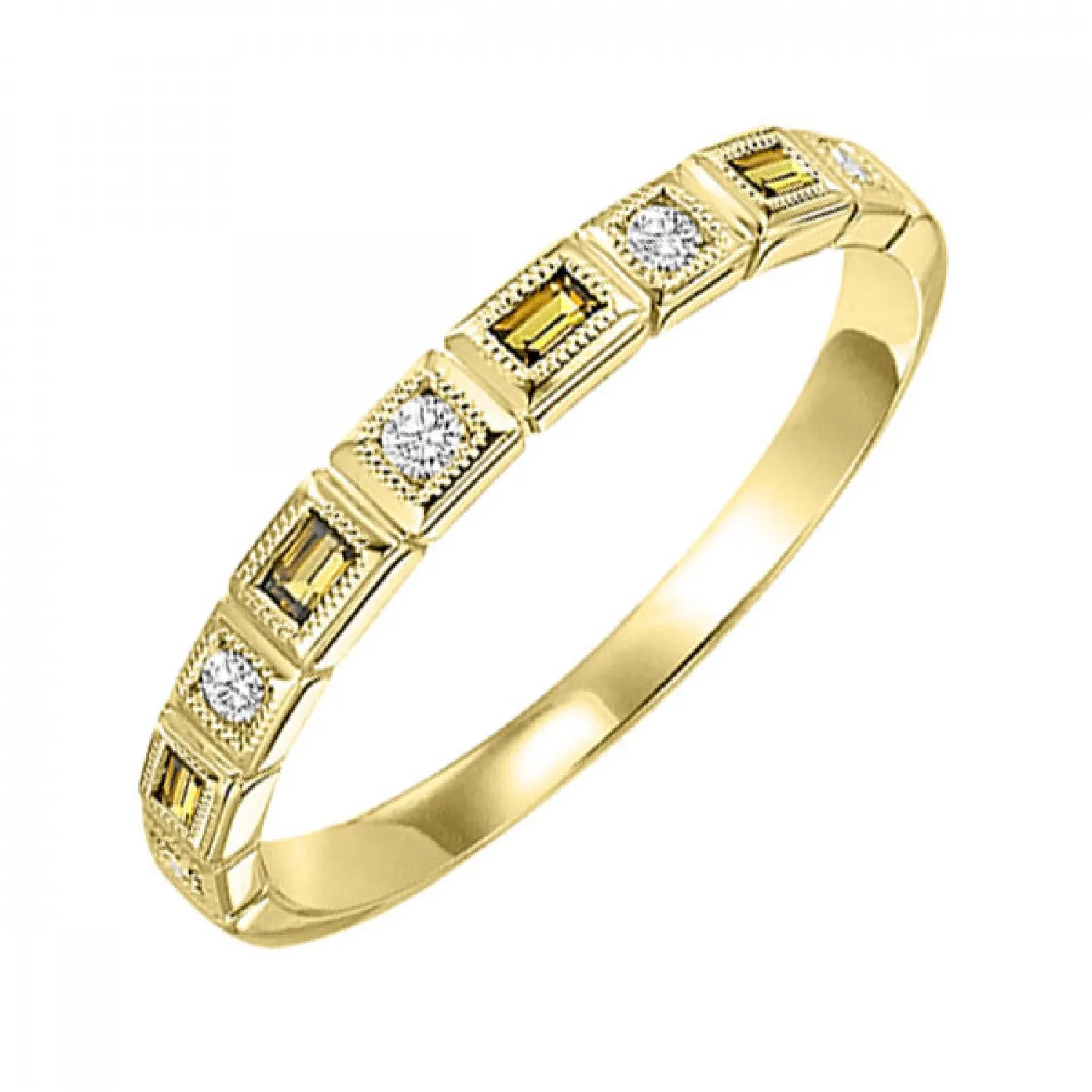 Baguette Gemstone and Diamond Stackable Ring